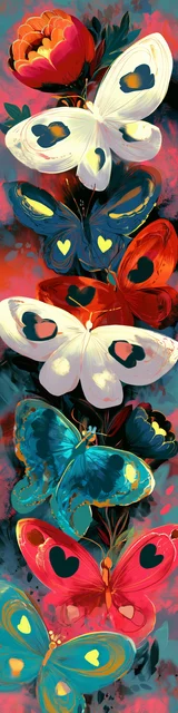 Free butterfly bookmarks of a butterfly with soft red theme